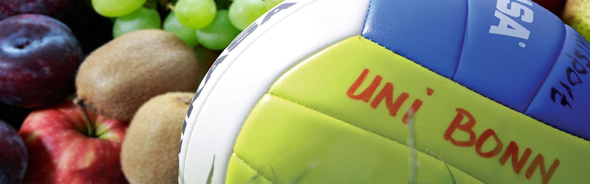 Ein Ball ist im Anschnitt zu sehen. Er ist weiß und grün.